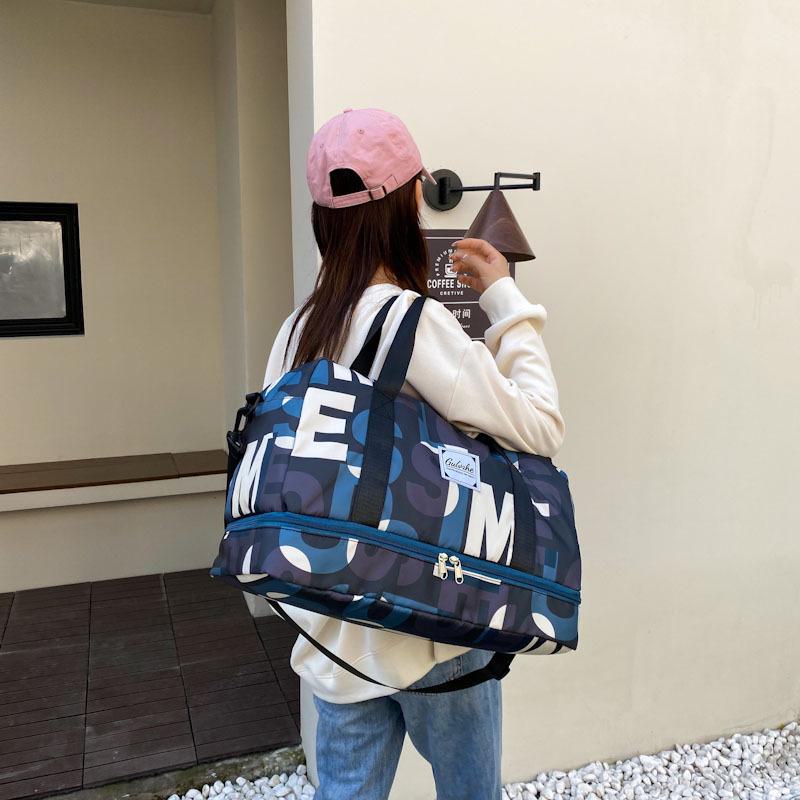 Korean Women's Expandable Travel Bag: Large Capacity, Dry/Wet Separation, Yoga Training