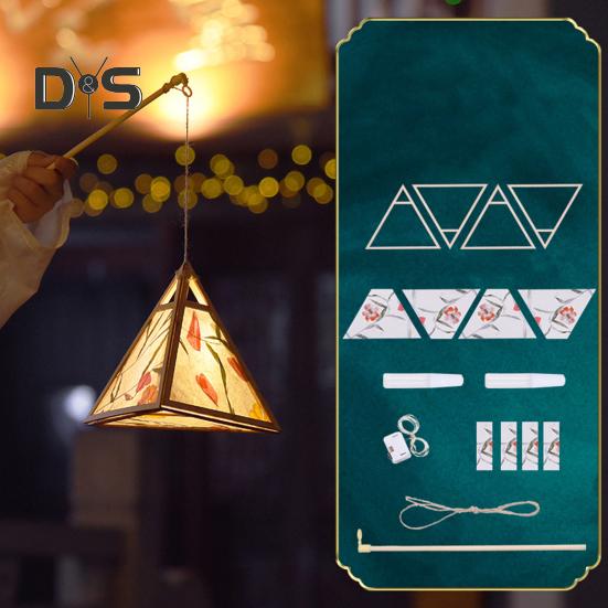 Sada DIY Lucerny Květinová Papírová Lucerna Dřevěná Ručně vyráběná DIY Řemeslná přenosná Svítící novoroční lucerna pro festival poloviny podzimu