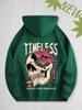 The 2025 Autumn New Men's Casual Hooded Shirt Features a Retro Print of Skull and Rose Patterns On Eco-friendly Fabric