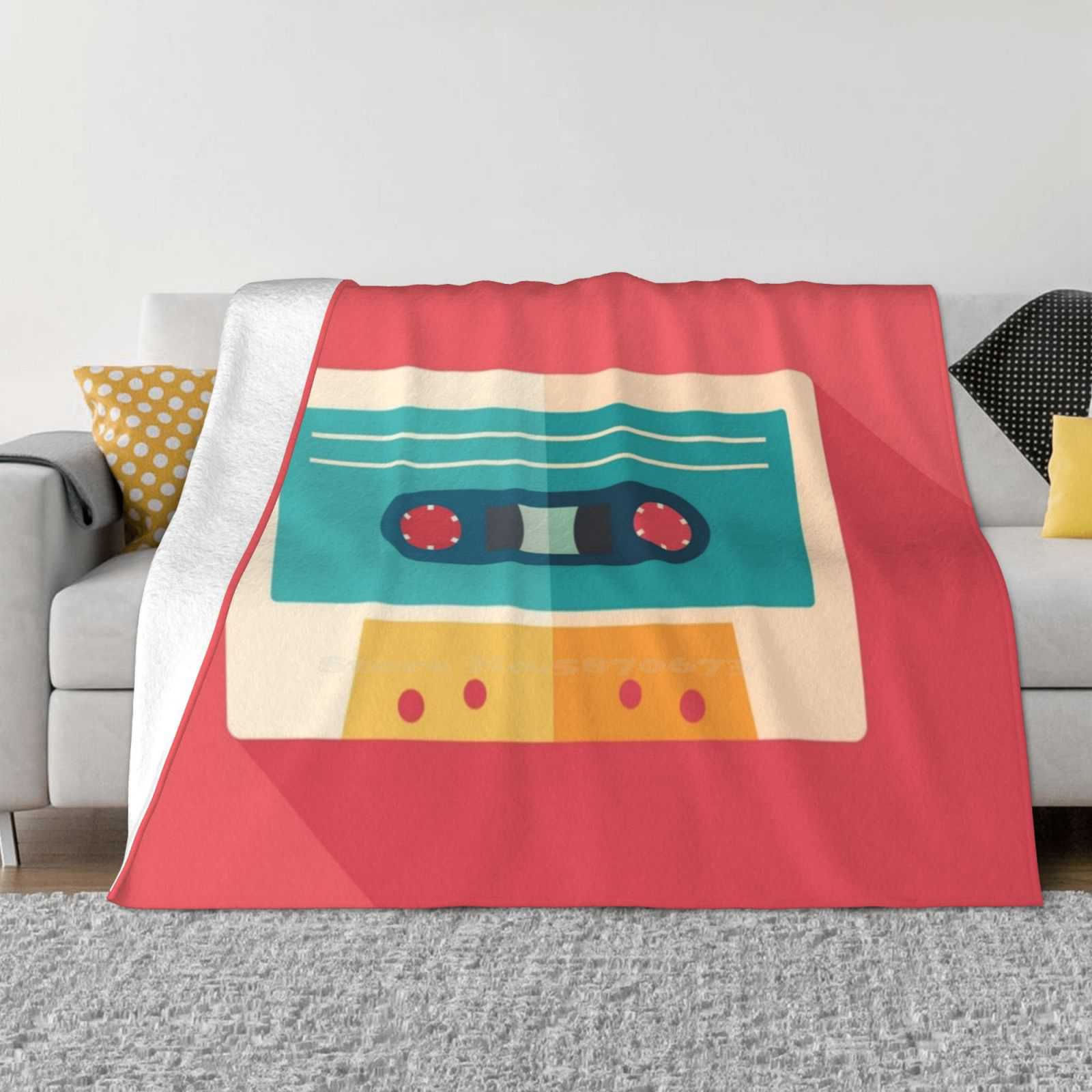 Audio Cassette Best Selling Room Household Flannel Blanket Cassette Film Multimedia Sound Music Retro Vintage Classic Modern 30x40in