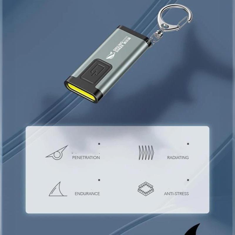 Multifunctional Keychain Flashlight Usb Rechargeable Mini Flashlight With Cob Work Light Keyring Camping Walking Pocket Lamp