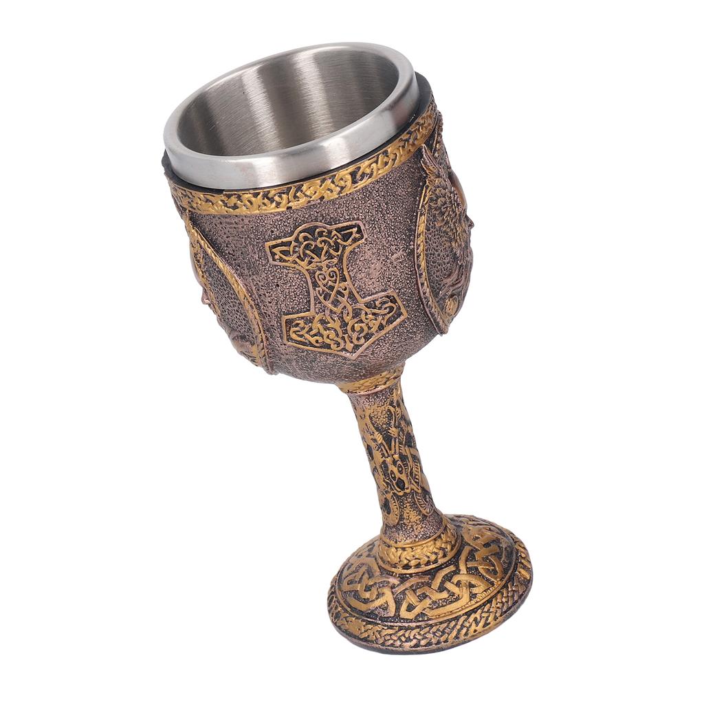 Nordic Wine Goblet Stainless Steel Liner Resin Shell Decorative Retro Beer Cup for Home Kitchen Bar