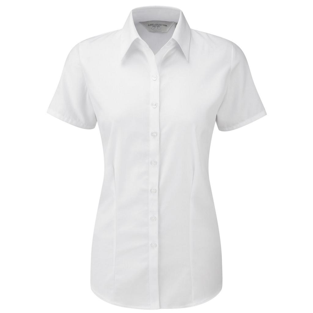 Russell Collection Womens/Ladies Herringbone Short-Sleeved Shirt