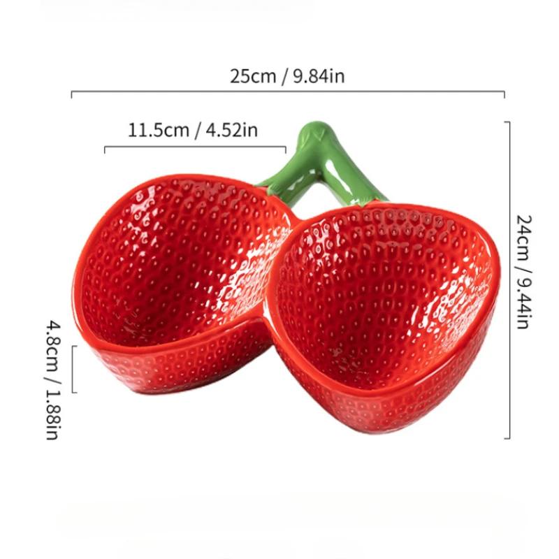 

Japanese style ceramic tableware, sashimi plate, salad plate, two grid ceramic strawberry plate dinner set plates and dishes червоний