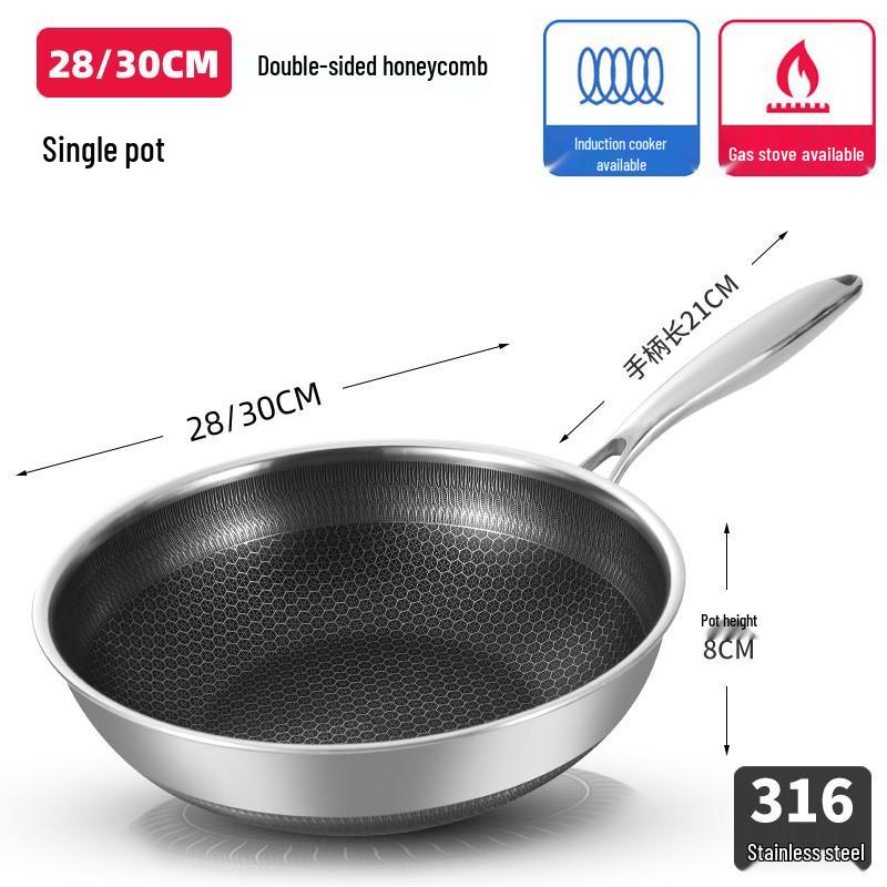 

Household Stainless Steel Honeycomb Non-stick Wok Pan with Double-sided Screen, Suitable for Induction and Gas Cookers, 28cm. Diameter 28CM