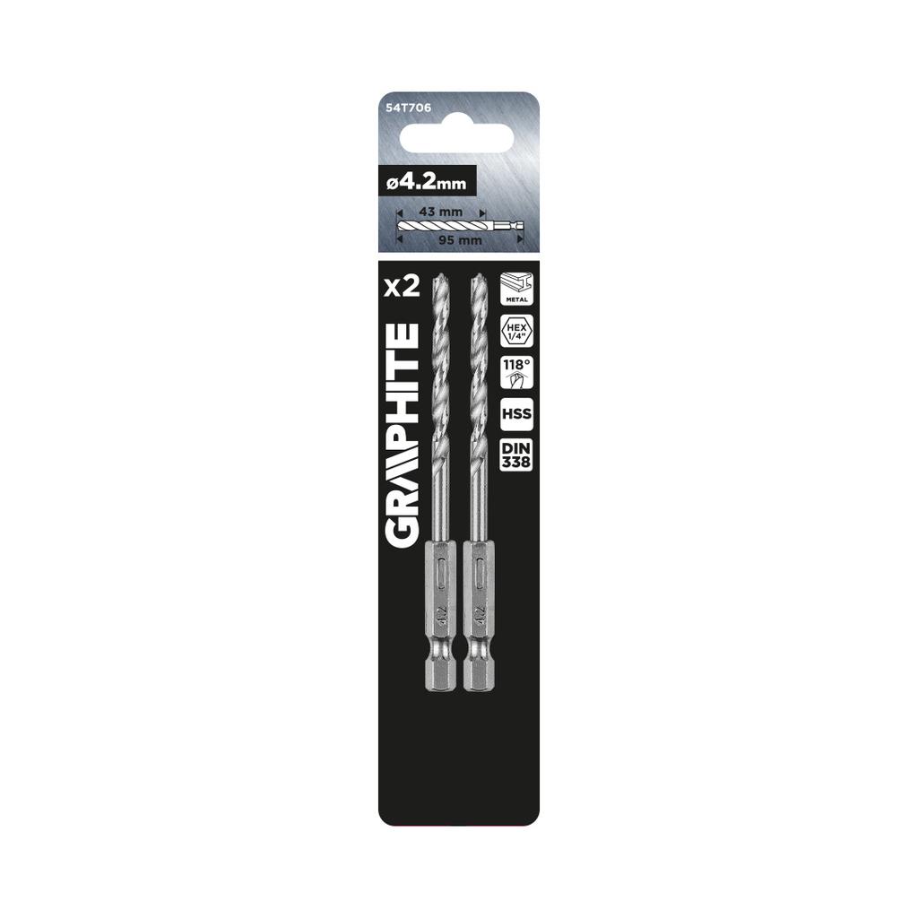 Hex Metal Drill Bit 4.2 Mm, 2 Pcs.