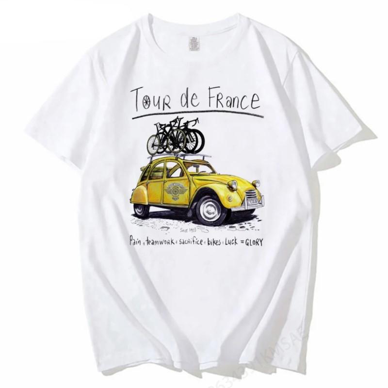 Fashion ROAD TRIP T SHIRT Cycling Cycling Outdoor Car Print Cotton T-Shirt Creative Road Bike White Trendy Men S разноцветный