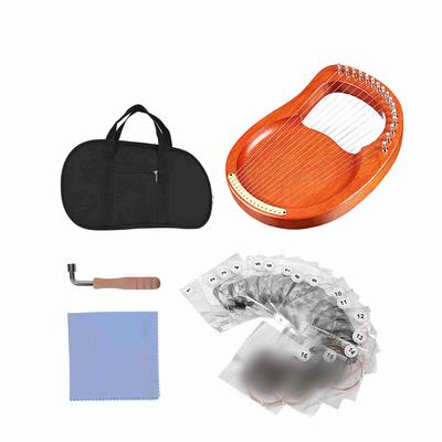 Walter.t Lyre Harpe 16 Cordes en Bois Cordes Métalliques Acajou Bois Massif Instrument à Cordes avec Sac de Transport Clé d'Accordage