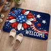 1pcs 2D Flat Colorful Sunflower Flowers With American Elements, Flannel Soft And Comfortable Sponge Mat Easy To Clean,For Indoor Doormats