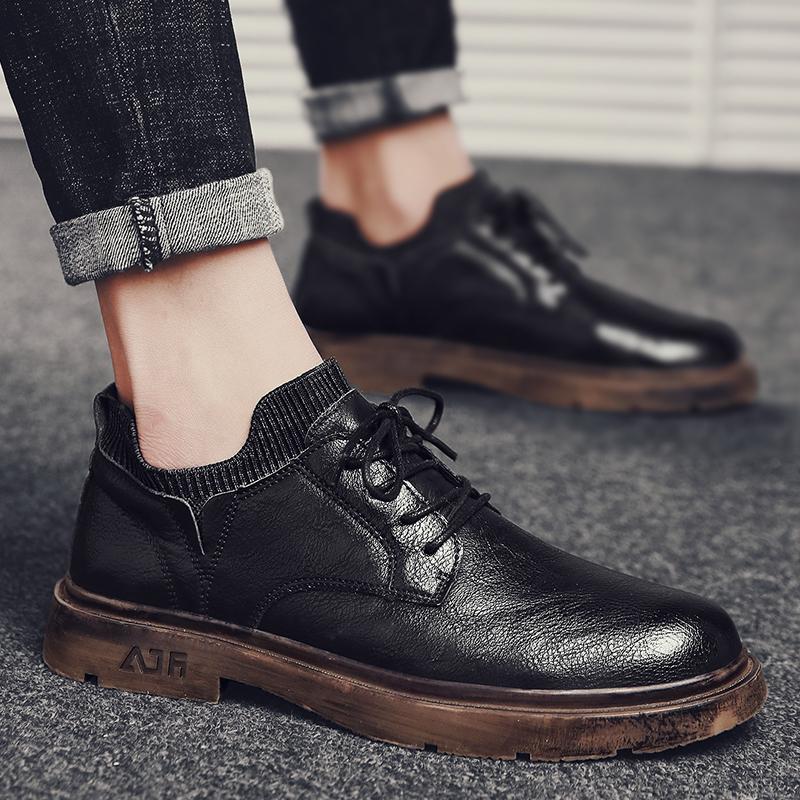 Leather shoes new spring casual derby dad business dress British style low top Martin boots