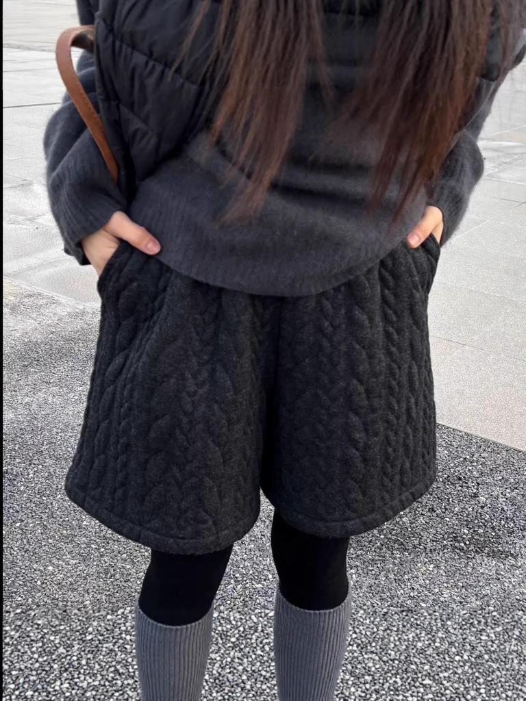 Korean Cable Knit Slimming Bootcut Wide-Leg Winter Pants