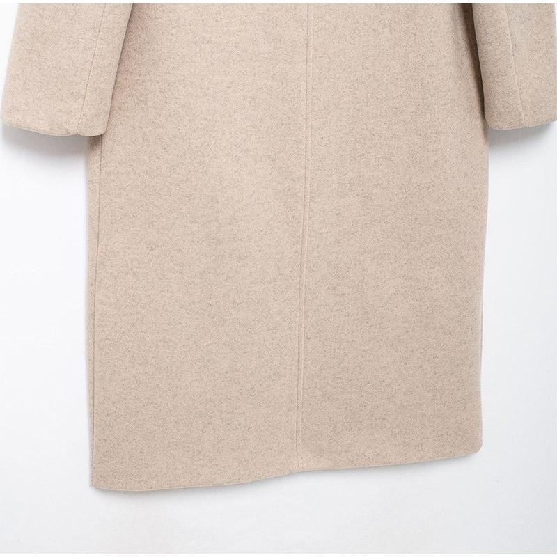 Žena Podzim Zima Teplé Dlouhé oblečení Elegantní Ženy Jednobarevné Kapsy s dlouhým rukávem Dvojřadý falešný vlněný kabát