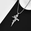 Long Chain Stylish Necklace With Unique Rose Cross Alloy Pendant For Trendsetters