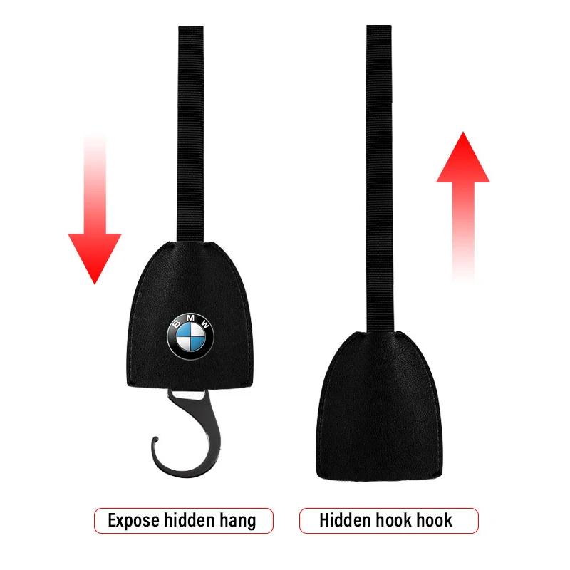 1/2pcs Leather Car Seat Back Hooks Portable Hanging Bag Rack For BMW E30 E34 E36 E39 E46 F10 F13 M Performance X1 F48 X3 X4 X5