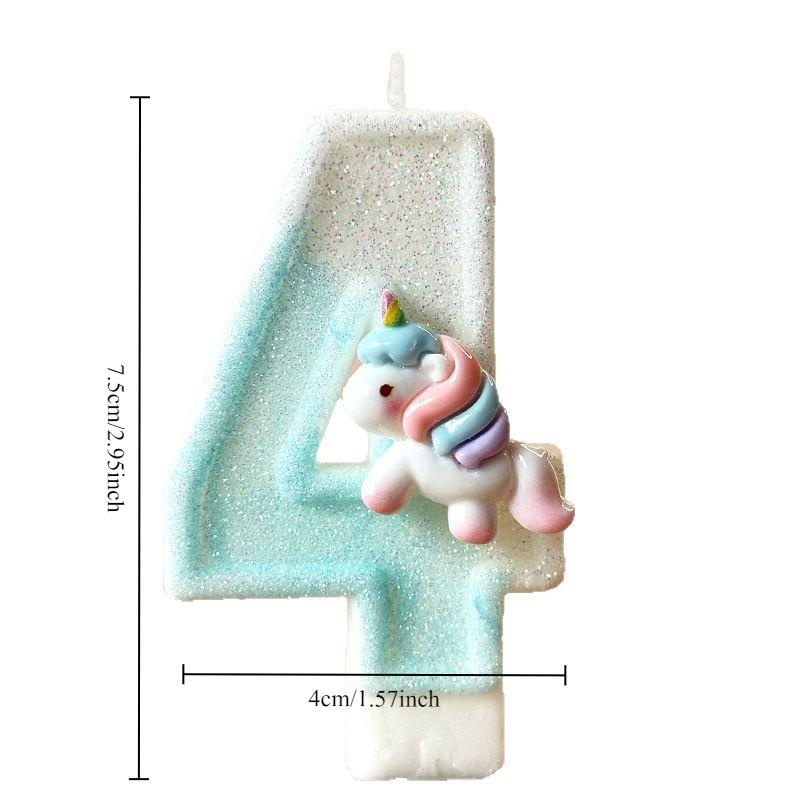 Cartoon Unicorn Digital Candle Birthday Candle Party Festival Cake Decoration Atmosphere Props