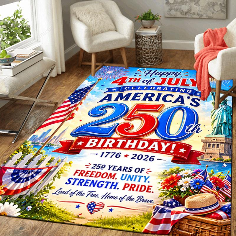 1pc July Th Celebration Rug, Office Carpet Indoor Outdoor Entrance Doormat, Non-Slip Soft And Comfortable, Living Room. Q714052