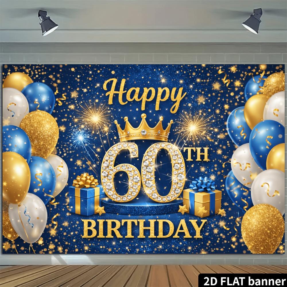 2D plane 60th birthday party banner background fabric, suitable for indoor and outdoor 60th birthday celebrations
