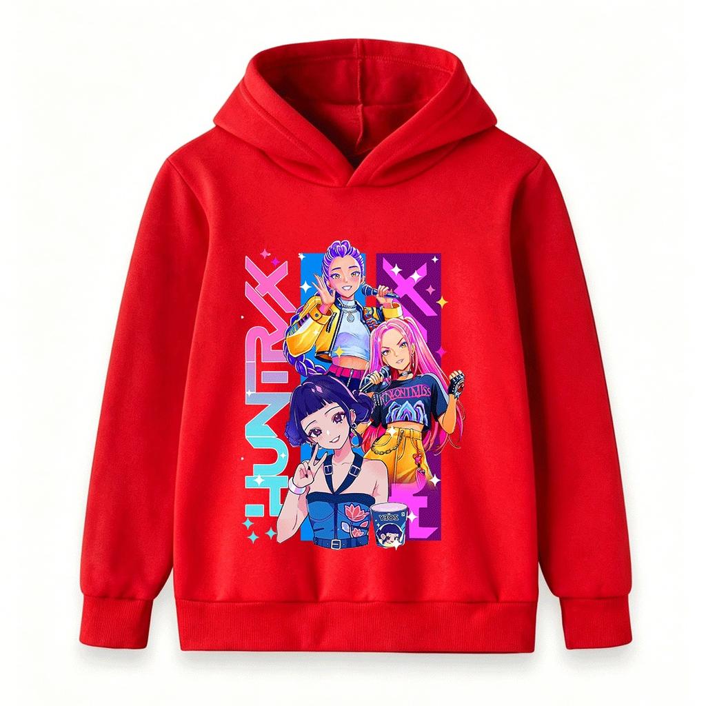 Kids Boys Girls Hoodie Sweatshirt Cute Anime Pop Music Group Print Long Sleeve Casual Pullover Top for School Daily Wear