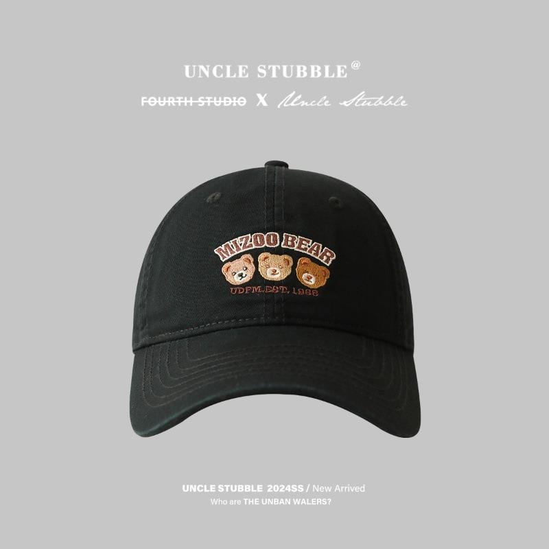 

Bear Embroidered Baseball Cap Female Sweet Versatile Sports Soft Top Wide Brim Cap Student Casual Sun Hat Adjustable (51-61cm) чёрный