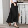 2023 Spring/Autumn High Waist Irregular Hem Midi Skirt - Solid Color, Loose Fit