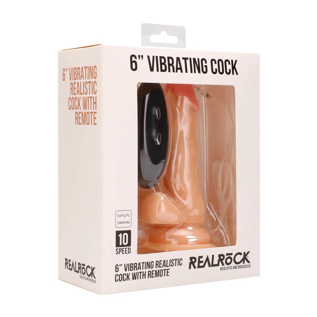 RealRock - Vibrating Realistic Dildo with Testicles - with Remote Control 15 Cm