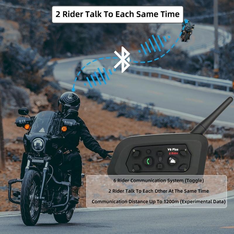 V6 Pro 1500M Motorcycle Helmet Intercom - Bluetooth 5.0, DSP Noise Cancellation, 6-Rider Group Chat, Waterproof