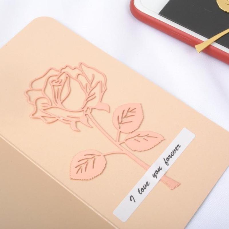 1Pc Luxury Metal Rose Flower Bookmarks & Greeting Cards Chancery School Office Accessories Tab for Books