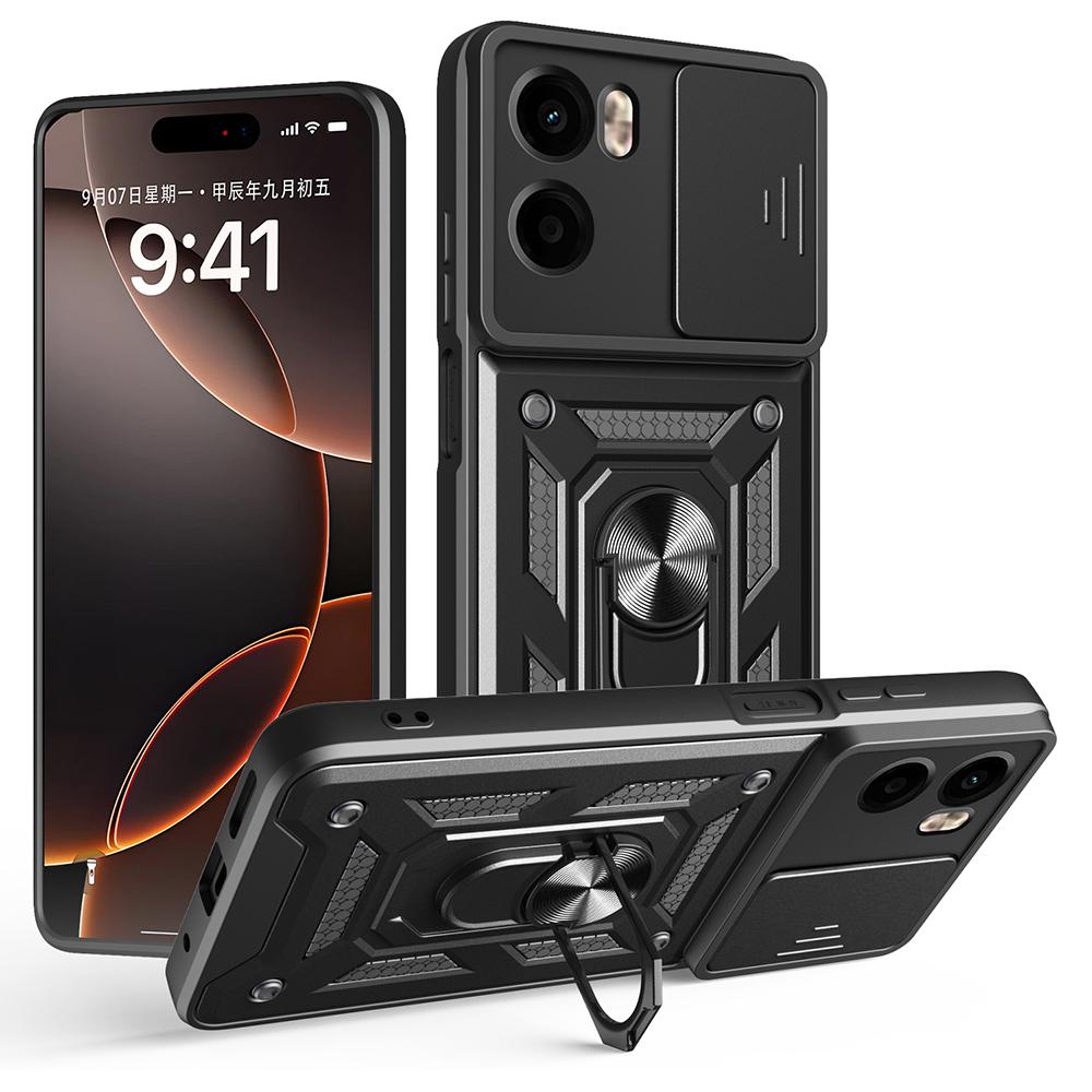 AMORUS For Motorola Moto G05 4G Case Kickstand PC+TPU Phone Cover with Camera Lens Slider