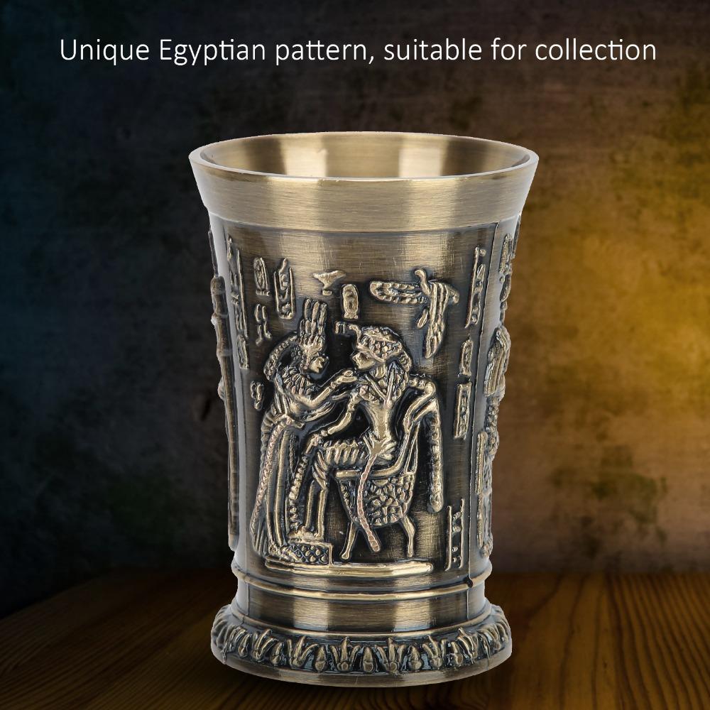 Bronze Metal Shot Glass Embossed Vintage Wine Glass Shot Glasses Retro Whiskey Cup  For Cocktail
