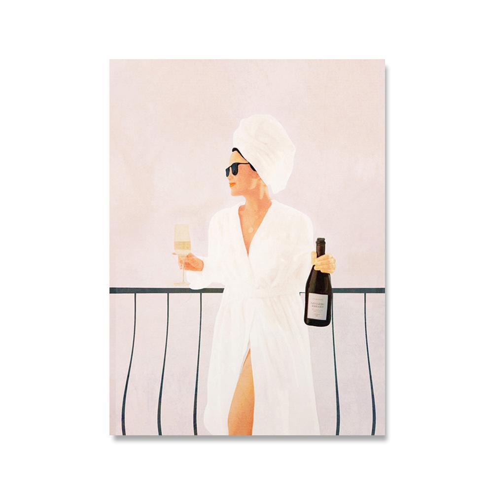 Lost In My Books Canvas Art Painting Morning Wine Poster and Print Summer Vacation Wall Art Pictures For Living Room Home Decor