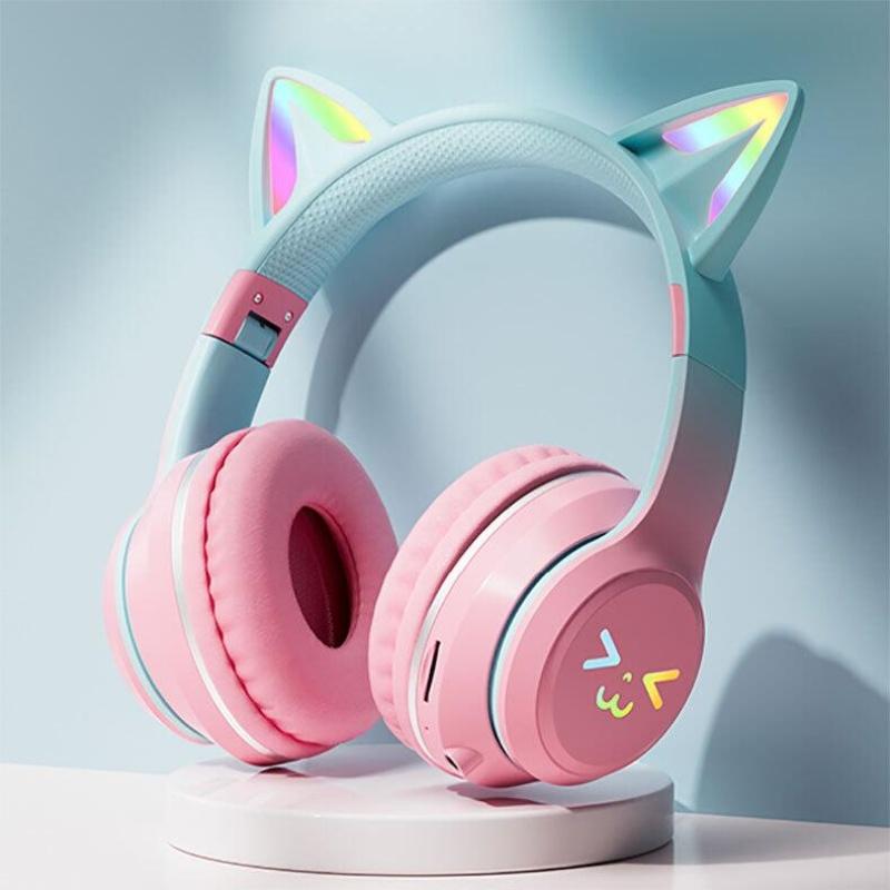 Xiaomi RGB Luminous Cat Ears Wireless Bluetooth Headphones With Microphone Headset Gamer Girl Call Noise Reduction Hifi Sale Handfree