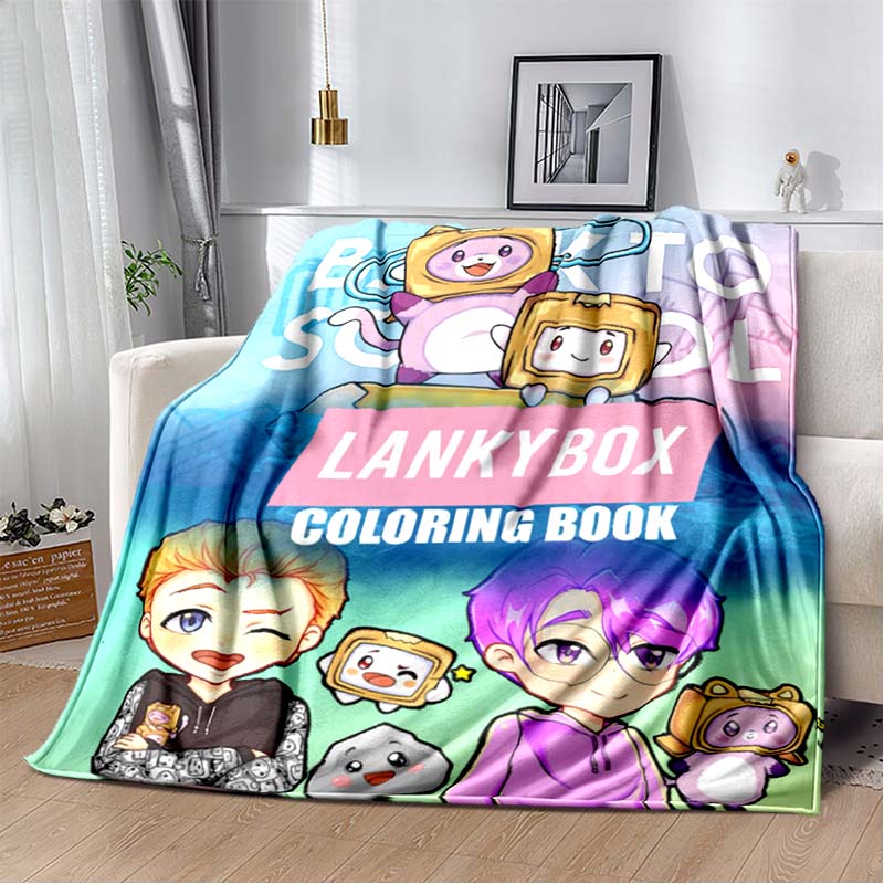 Happy Rocky And Foxy i Boxy Lankybox miękki pluszowy koc, flanelowy koc rzut koc do salonu sypialnia kanapa z funkcją spania piknik