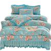 Thickened Quilted Velvet Bedspread Set with Lace Pillowcase and Static-Free Warm Temperature Control