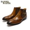 Mode Luxusmarke Herren Chelsea Causal Stiefel Hohe Qualität Echtes Leder Slip-on Schnallenriemen Schwarz Braun Hochzeit Formal Stiefeletten