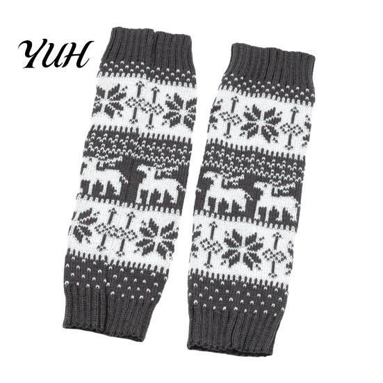 Holiday Gift for Her Christmas Knitted Leg Warmers Women, Soft Ribbed Boot Socks with Elastic Leggings Winter Snowflake And Deer Patterns, Thermal
