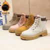 Douyin Popular Martin Boots Women's Autumn and Winter New Thick-soled Rhubarb Boots Velvet Warm Short Boots