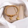 High-End Heart Engraved Stainless Steel Bracelet & Necklace Set for Women and Girls
