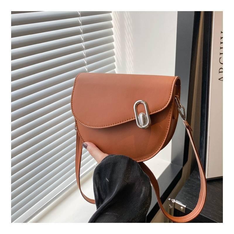Retro Fashion Pu Leather Saddle Bag For Women 2024 Summer Versatile Shoulder Bag
