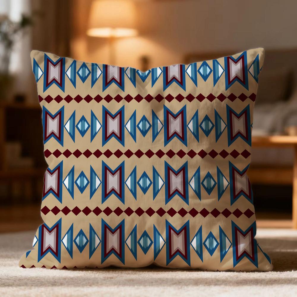 Fashion N-NNative Fabric Pattern Cushion Cover Soft Washable Pillow Case Multi-Scene for Couch Bed Travel Office Use