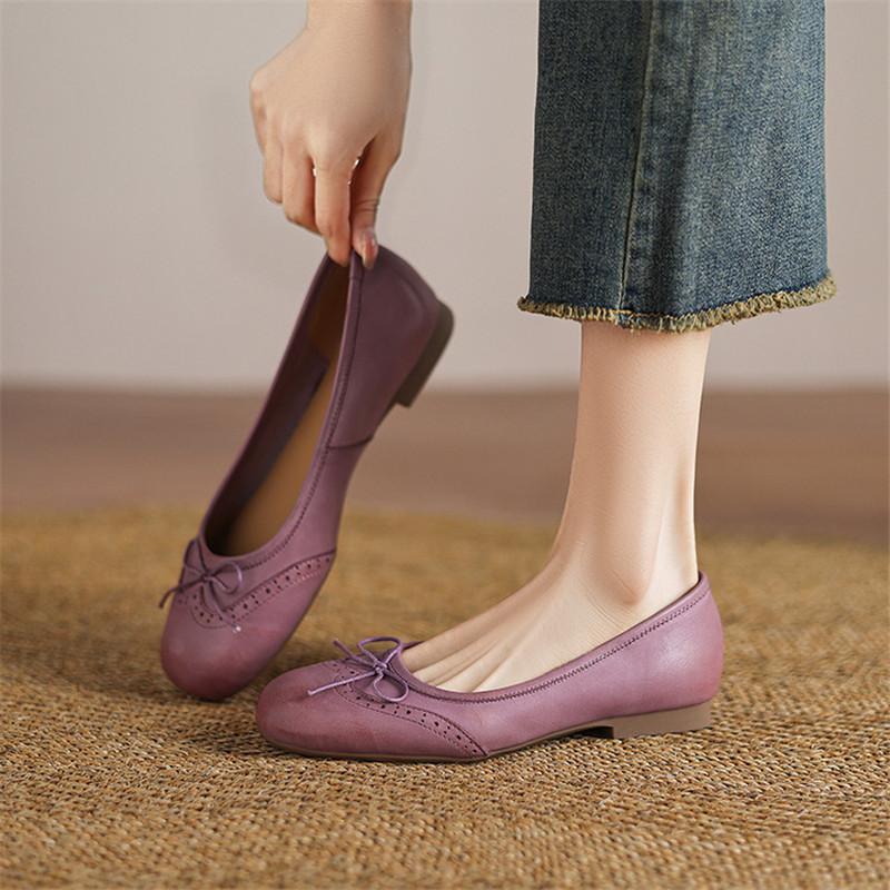Fashion New Spring/Summer Genuine Leather Women Pumps Shoes for Women Fashion Brogue Designs Round Toe Loafers Shoes Women Low Heels