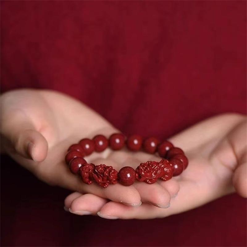 Chinese Cinnabar Peace Gourd Jade Bracelet Ladies Girl Delicate Elegant Lucky Red Bracelets Fashion Jewelry Accessories