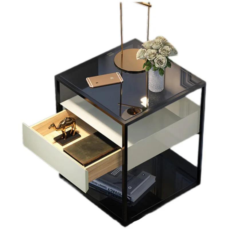 Nordic Solid Wood Bedroom Living Room Square Bedside Cabinet Minimalist Dormitory Locker Apartment Side Table Hotel Nightstands