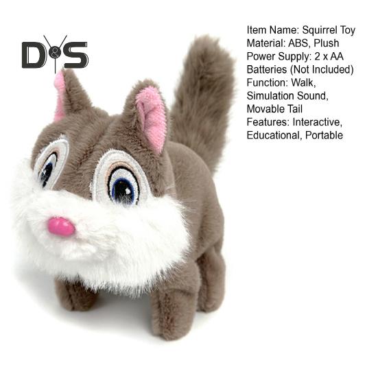 Jucărie electrică de pluș cu veveriță Jucărie interactivă de săritură cu coadă mobilă Veveriță Jucărie educațională pentru copii Tummy Timp târât Jucărie cu animale de pluș