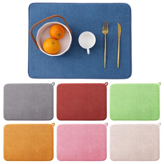 Microfiber Drying Mat Super Absorbent Quick-Dry Dish Drying Pad for Kitchen Countertop Heat Resistant Dining Table Mat for Pots Pans Cups