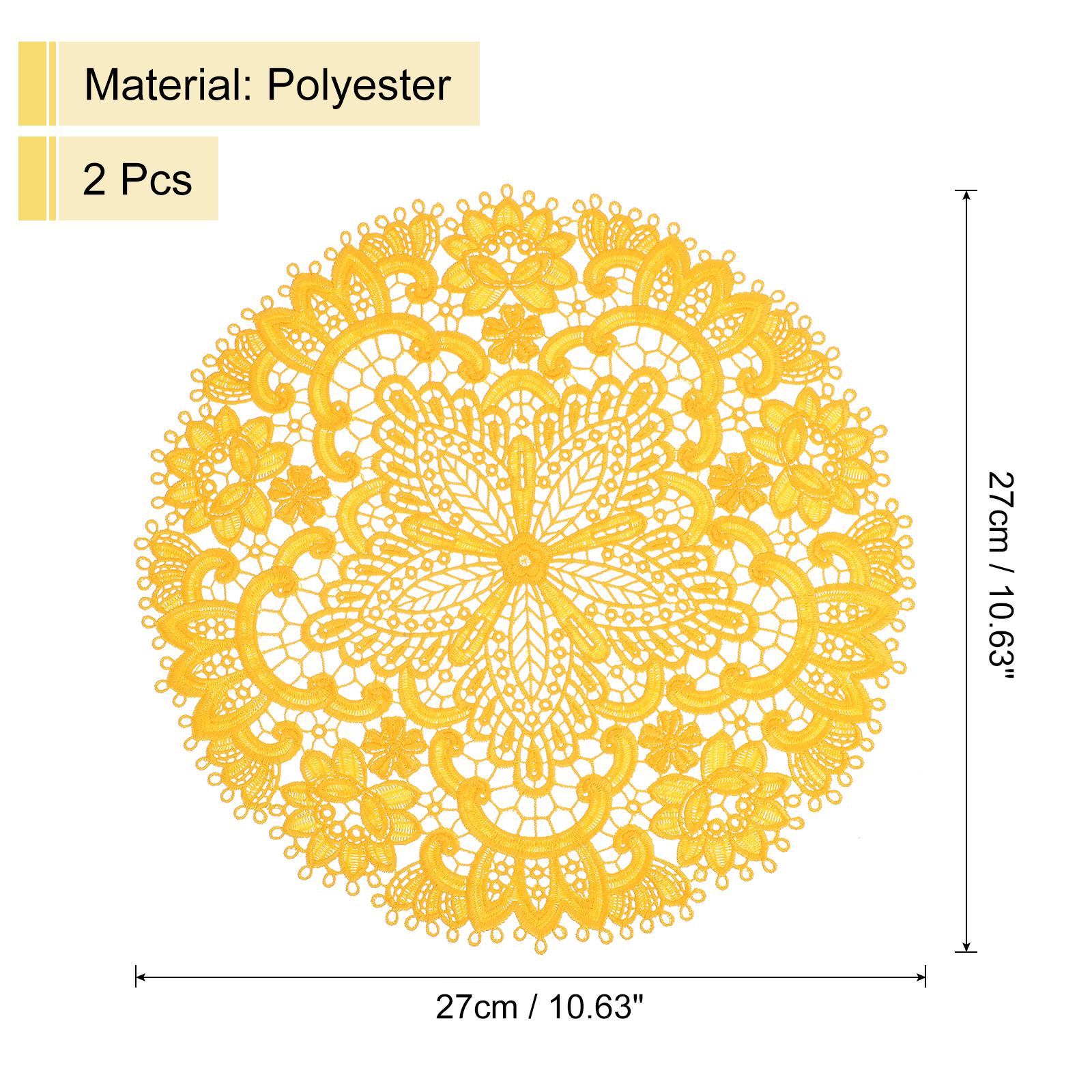 

2Pcs Retro Lace Placemats, Round French Crochet Doilies Central Hollow Flower Vase Mat Coaster for Dining Table Home Decoration