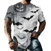 Men's Halloween Vintage Short Sleeve T Shirt Loose Breathable Summer Sports Street Casual Everyday Top with Pumpkin and Bat Print