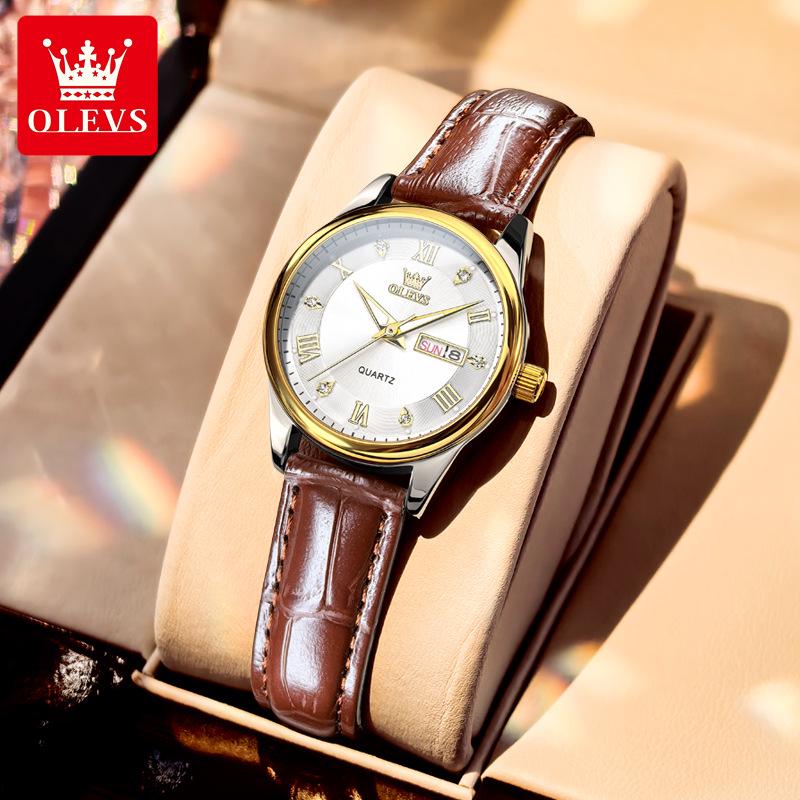 

Водонепроницаемые светящиеся римские кварцевые часы Olis с двойным календарем для мужчин и женщин