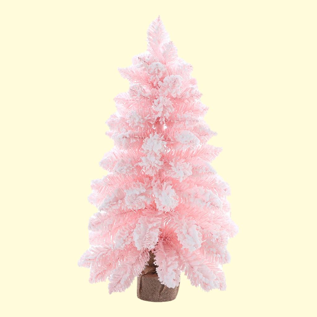Snow Pointy Pink Spray Mini Christmas Tree Tabletop Window Decoration Decoration