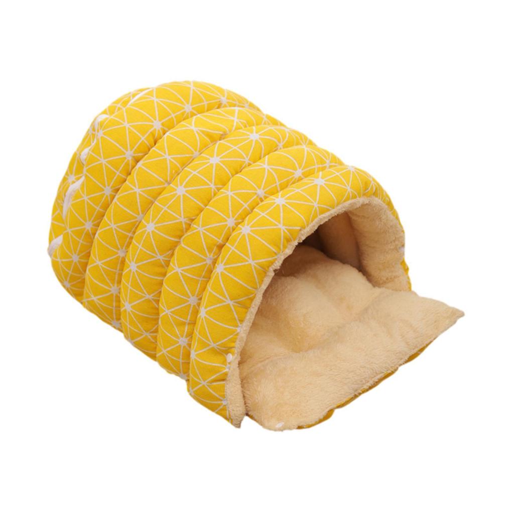 Semi Enclosed Cat Cave Bed Thick Fleece Lining Plush Cushion Indoor Cat Bedding for 10kg Cats Cold Weather