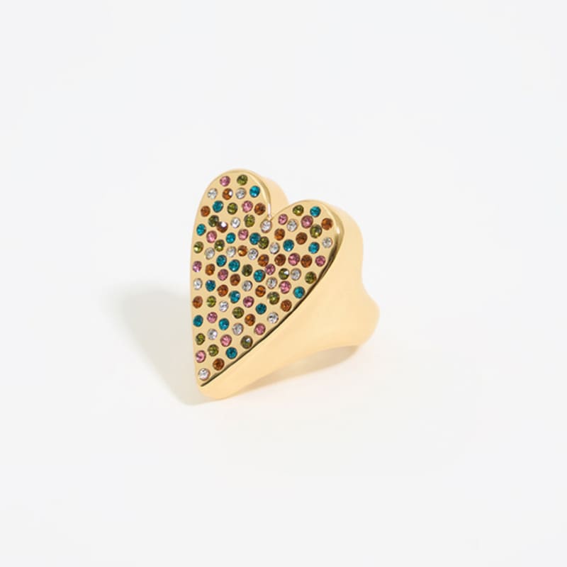 BIMBA Y LOLA Multi-Crystal Gold Heart Ring B246AIR008PKD